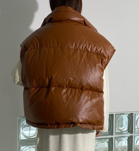 Leather Padded Vest ( Duck Down )